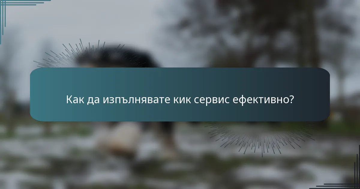 Как да изпълнявате кик сервис ефективно?