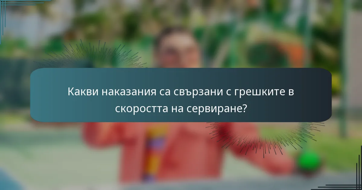 Какви наказания са свързани с грешките в скоростта на сервиране?