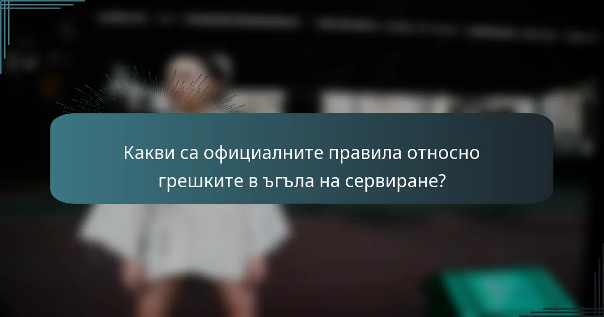Какви са официалните правила относно грешките в ъгъла на сервиране?
