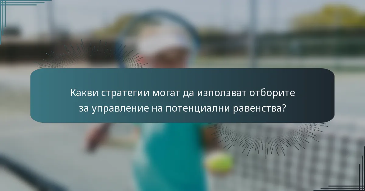 Какви стратегии могат да използват отборите за управление на потенциални равенства?